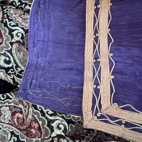 Women's Dress Caftan Tunic Robe Thobe Vintage Purple Cotton Vintage Traditional - Picture 8 of 11